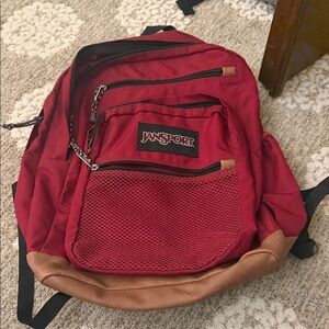 JanSport Classic Red and Brown Backpack